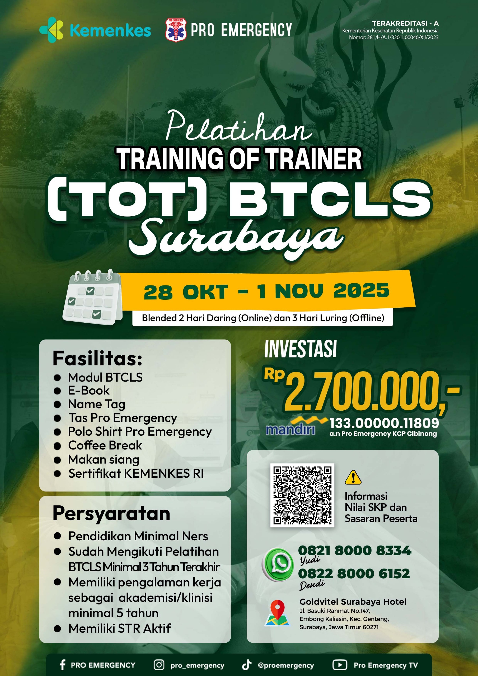PELATIHAN TOT BTCLS TANGGAL 28 OKTOBER - 01 NOVEMBER 2025 SURABAYA