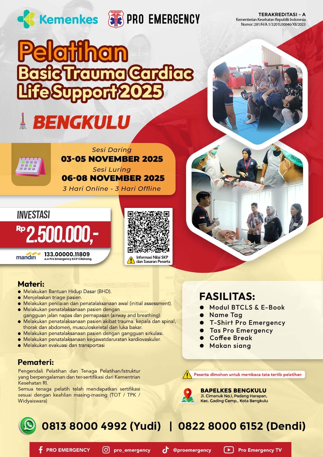 Pelatihan BTCLS BTCLS BENGKULU 3-8 NOVEMBER 2025