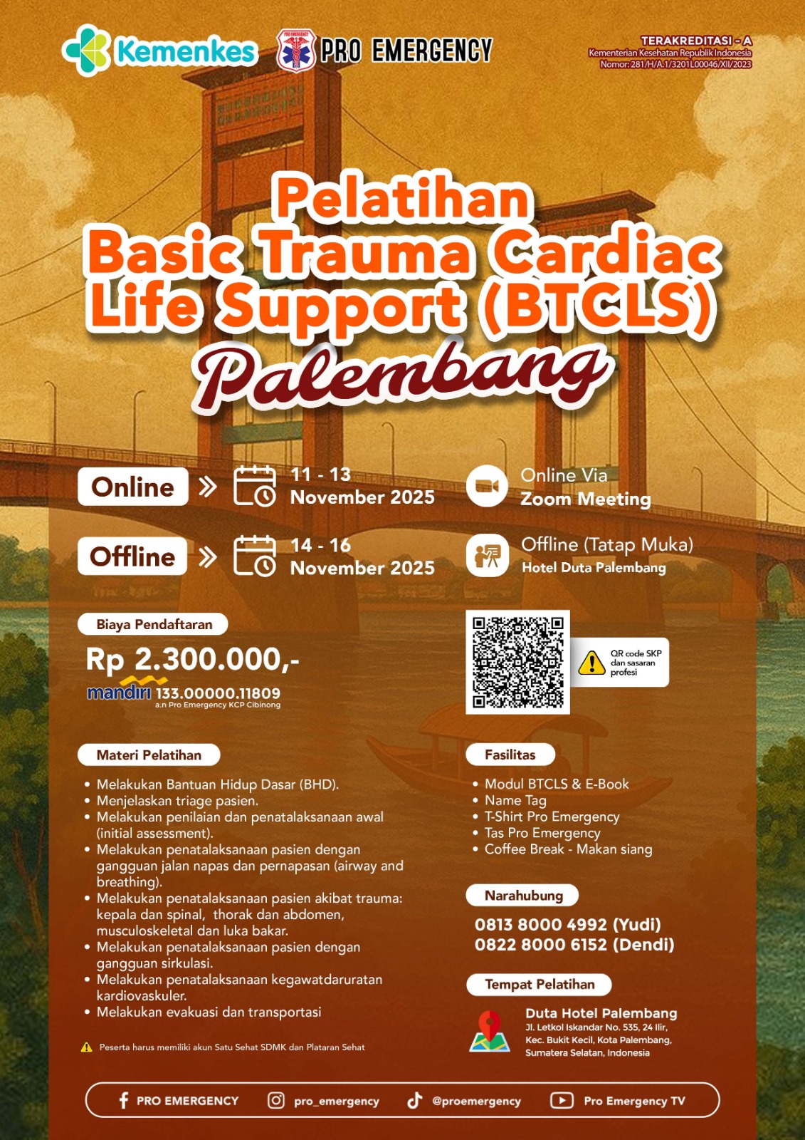 Pelatihan BTCLS BTCLS PALEMBANG  11-16 SEPTEMBER 2025 