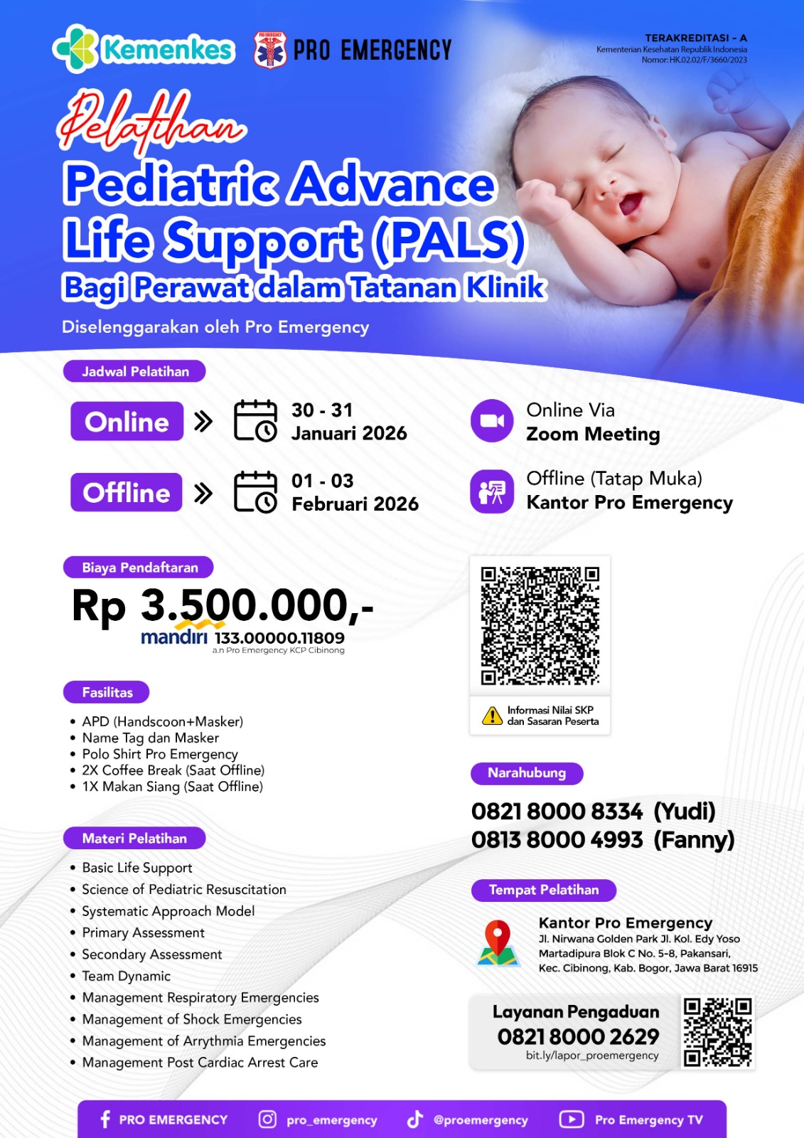 PELATIHAN PEDIATRIC ADVANCED LIFE SUPPORT (PALS) 30 Januari - 03 Februari 2026