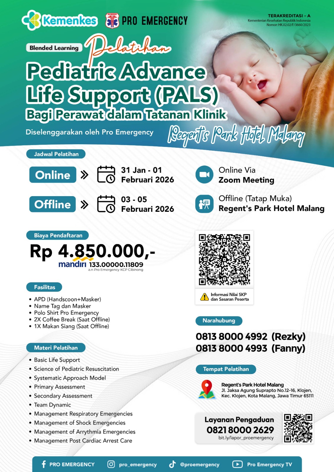 PELATIHAN PEDIATRIC ADVANCED LIFE SUPPORT (PALS) Malang 31 Januari - 05 Februari 2026