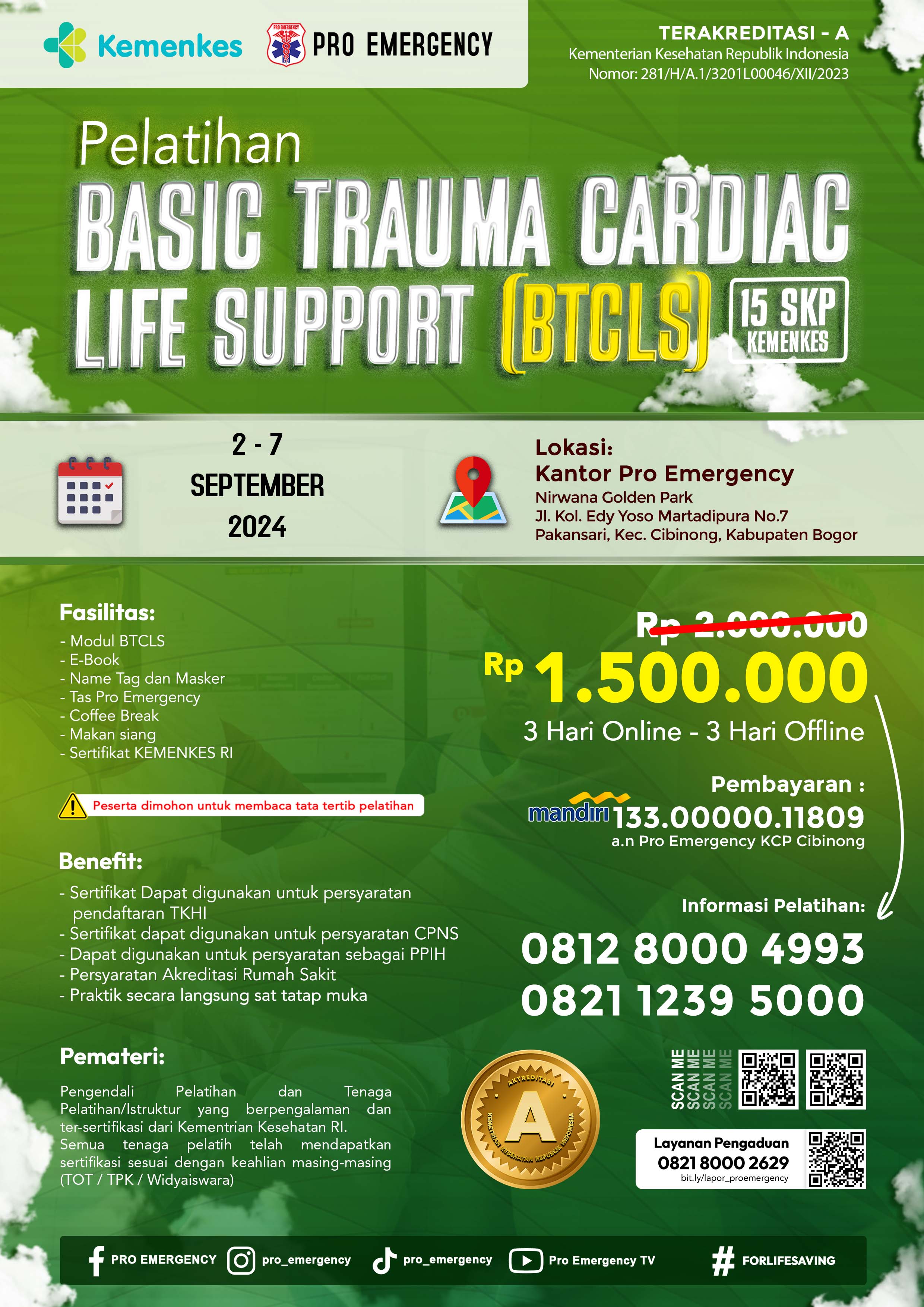 BASIC TRAUMA CARDIOVASCULAR LIFE SUPPORT KEMENKES 2-7 September 2024