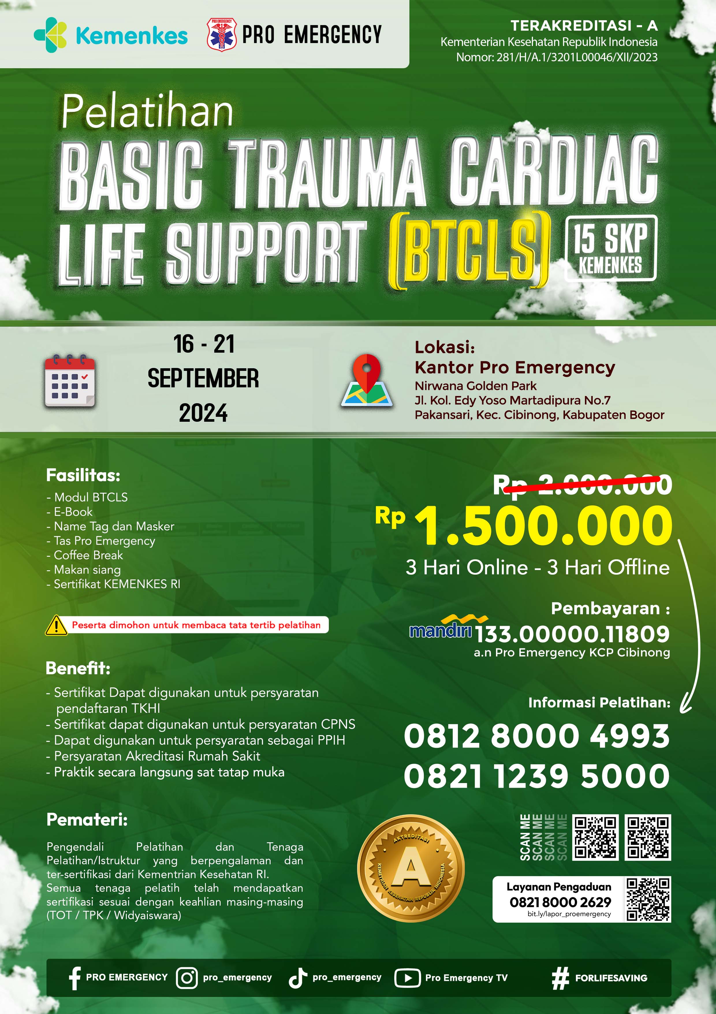 BASIC TRAUMA CARDIOVASCULAR LIFE SUPPORT KEMENKES 16-21 September 2024