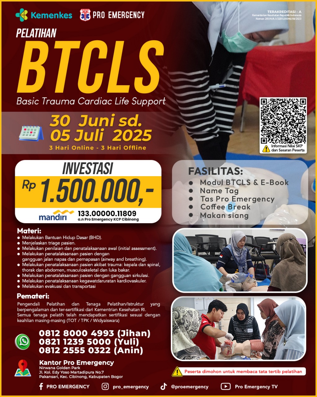 Pelatihan Basic Trauma Cardiac Life Support Kemenkes