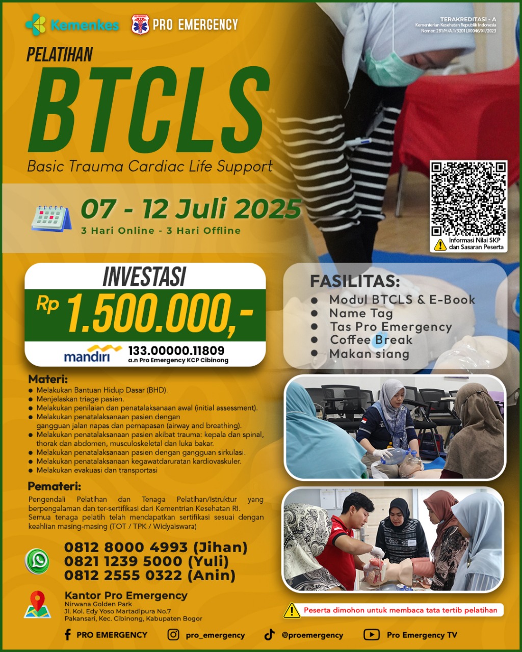 Pelatihan Basic Trauma Cardiac Life Support Kemenkes