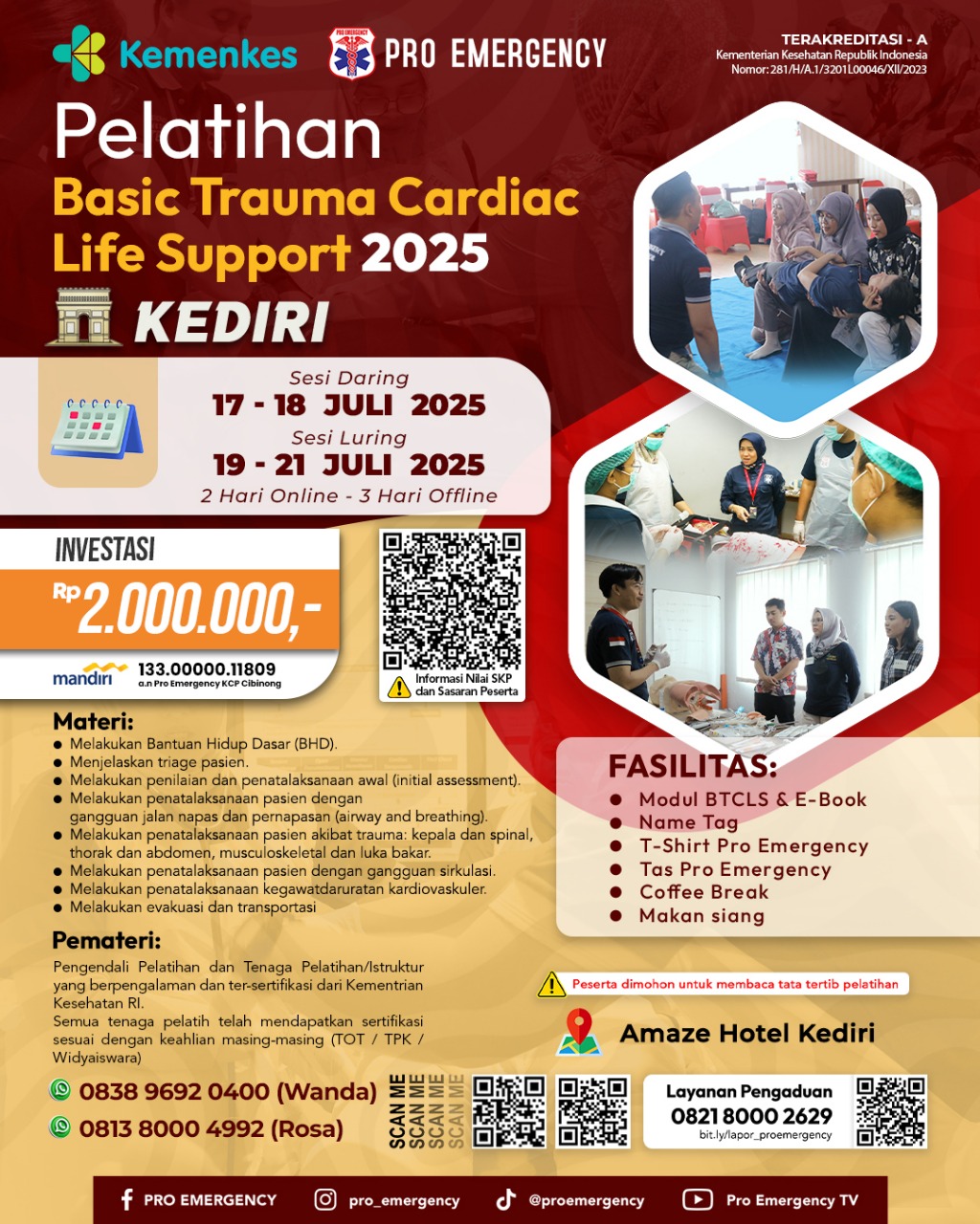 Pelatihan Basic Trauma Cardiac Life Support Kemenkes
