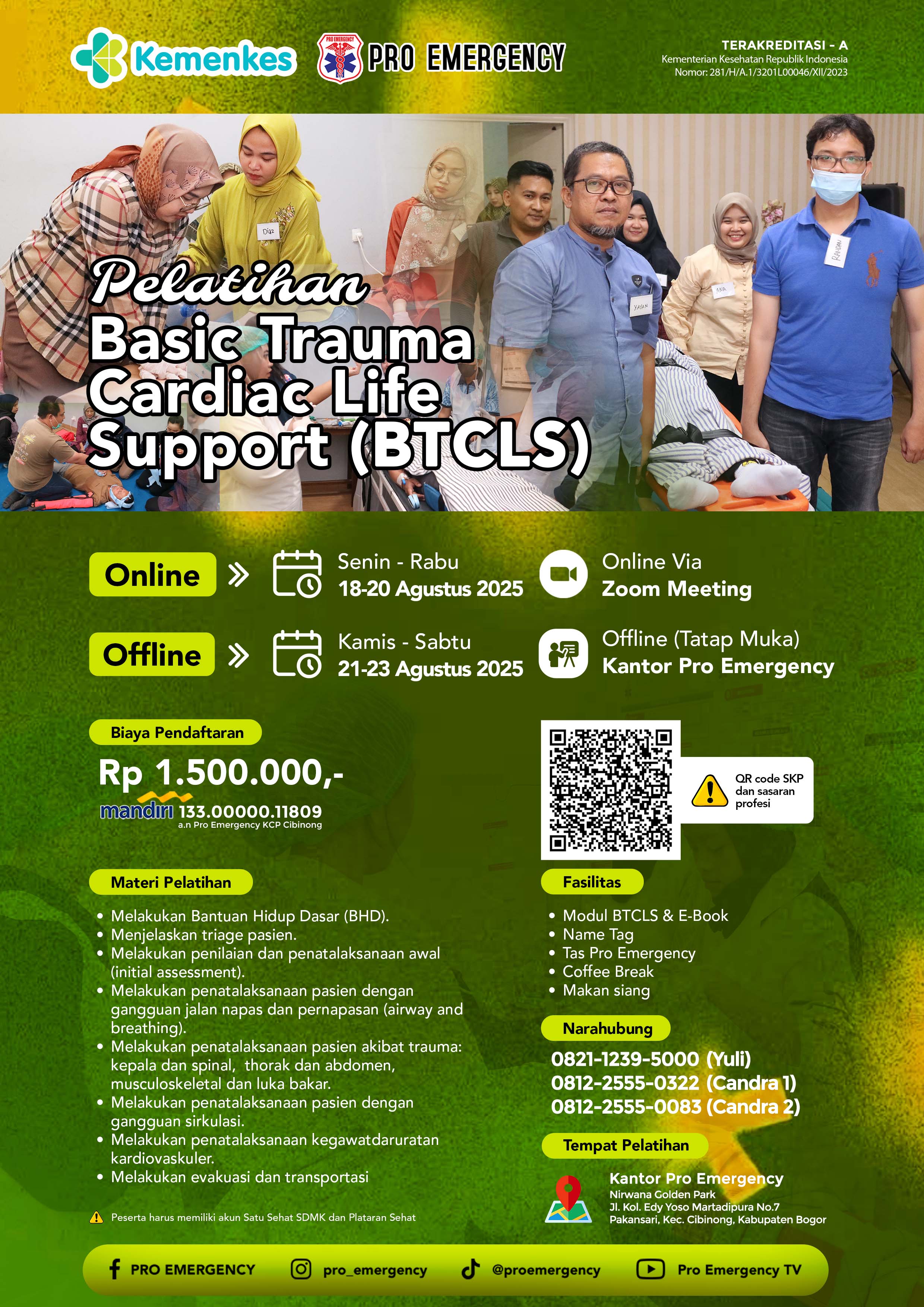 Pelatihan Basic Trauma Cardiac Life Support Kemenkes