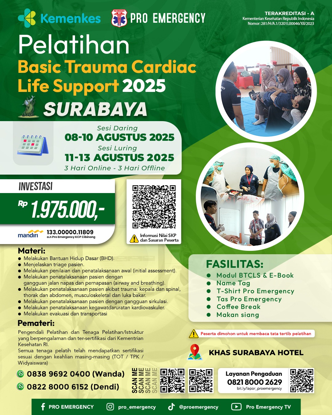 Pelatihan Basic Trauma Cardiac Life Support Kemenkes