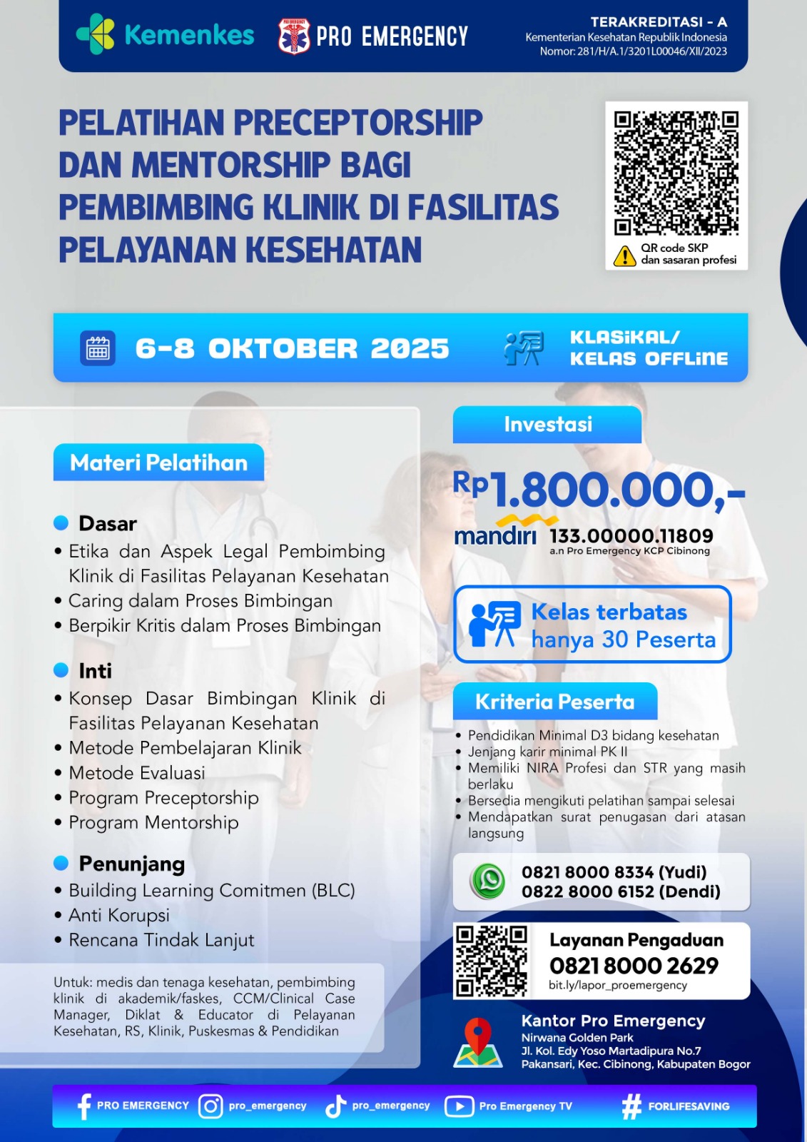Pelatihan Perceptorship dan Mentorship bagi Pembimbing Klinik di Fasilitas Pelayanan Kesehatan