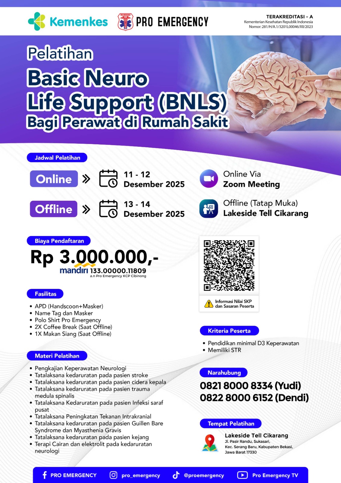 Pelatihan Basic Neuro Life Support (BNLS)