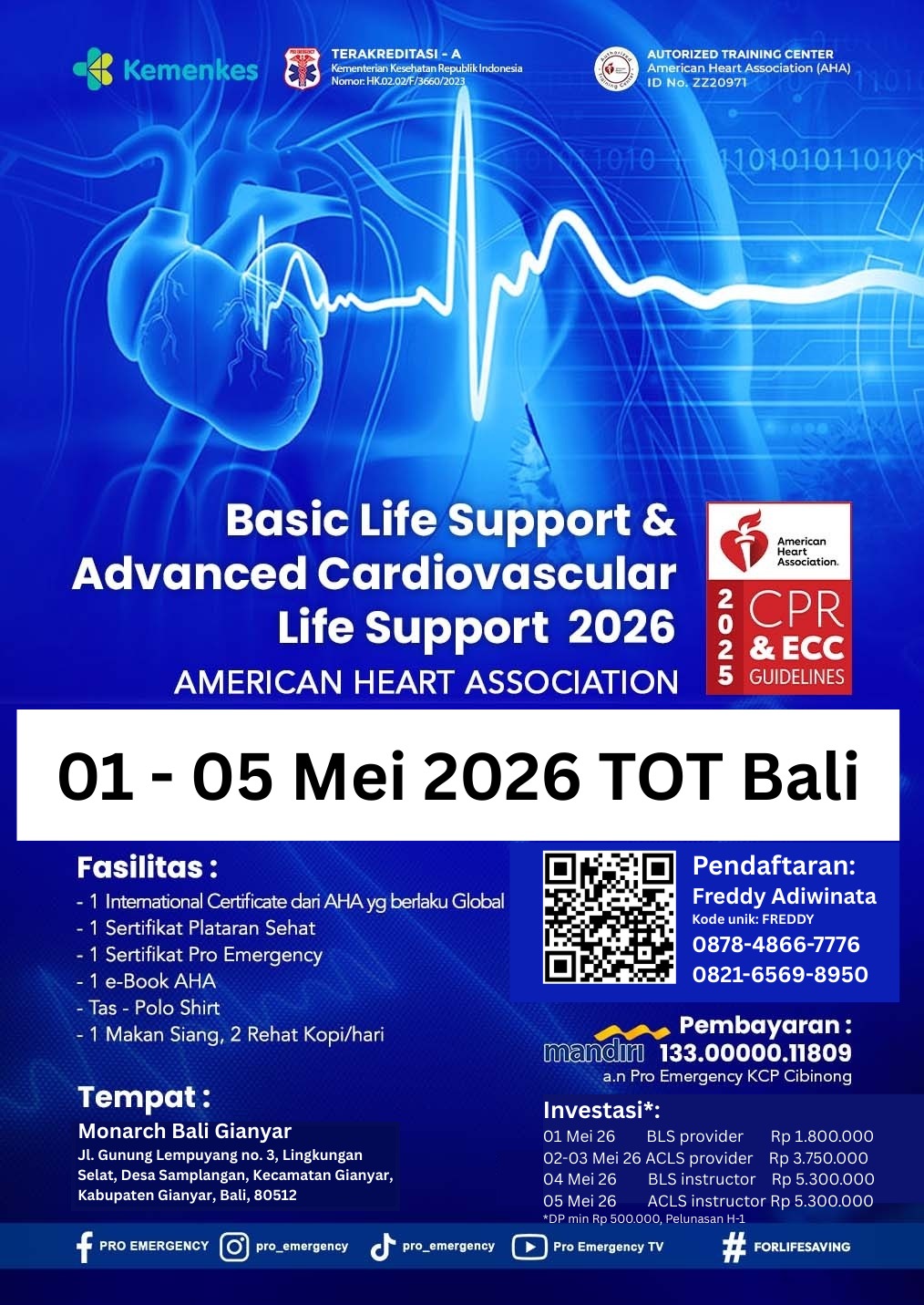   BLS & ACLS – Sertifikasi Resmi AHA 1-5 Mei 2026